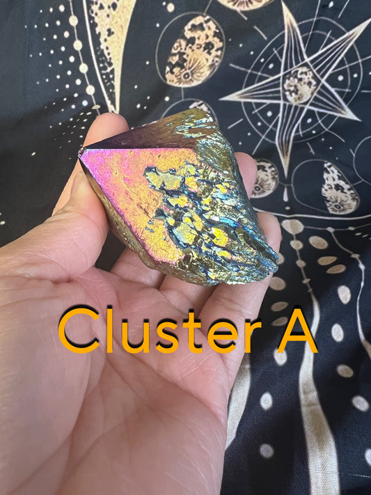 Titanium Aura Quartz Raw Clusters