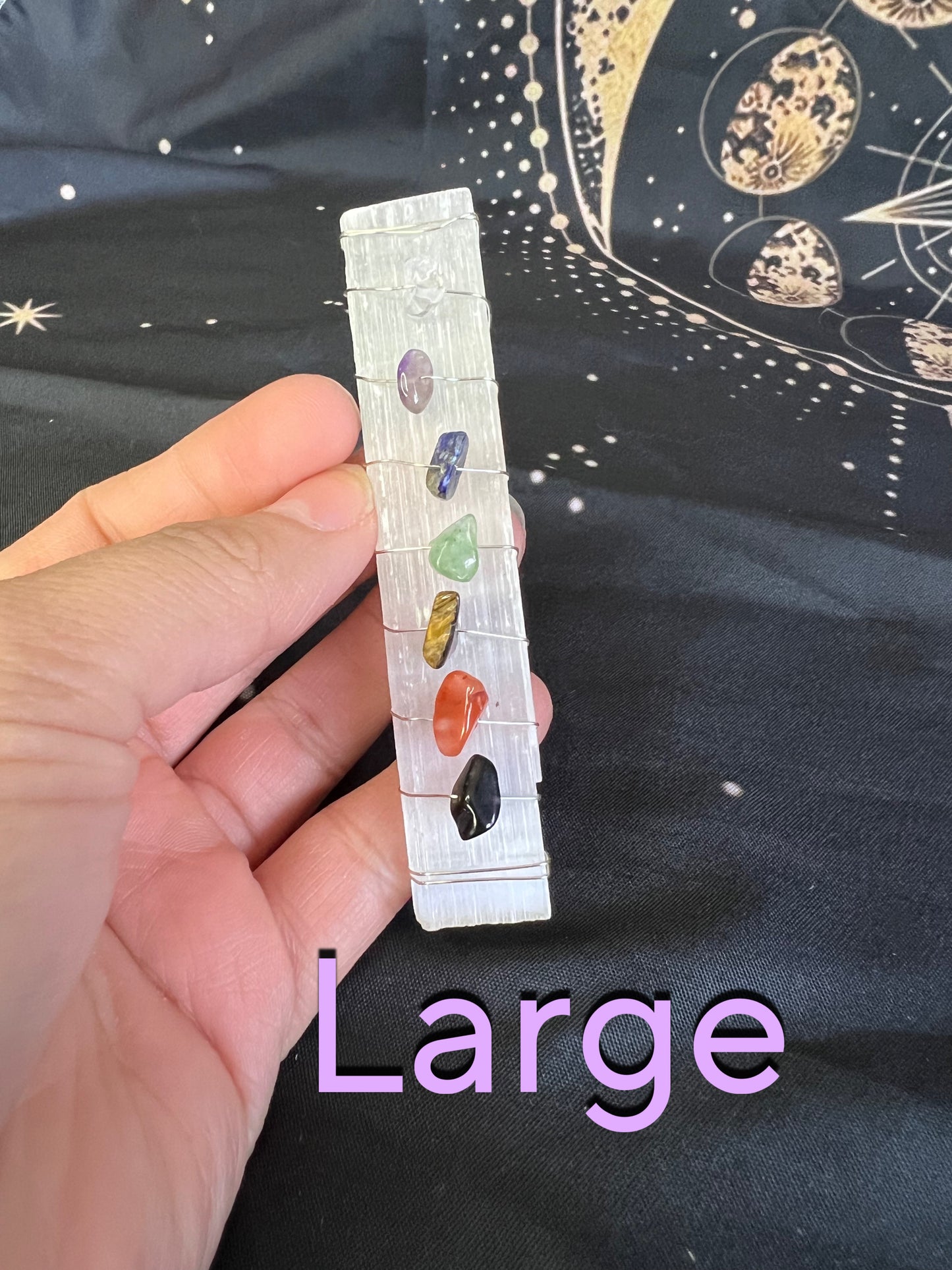 Selenite Wire Wrapped Stick W/Chakra Stones