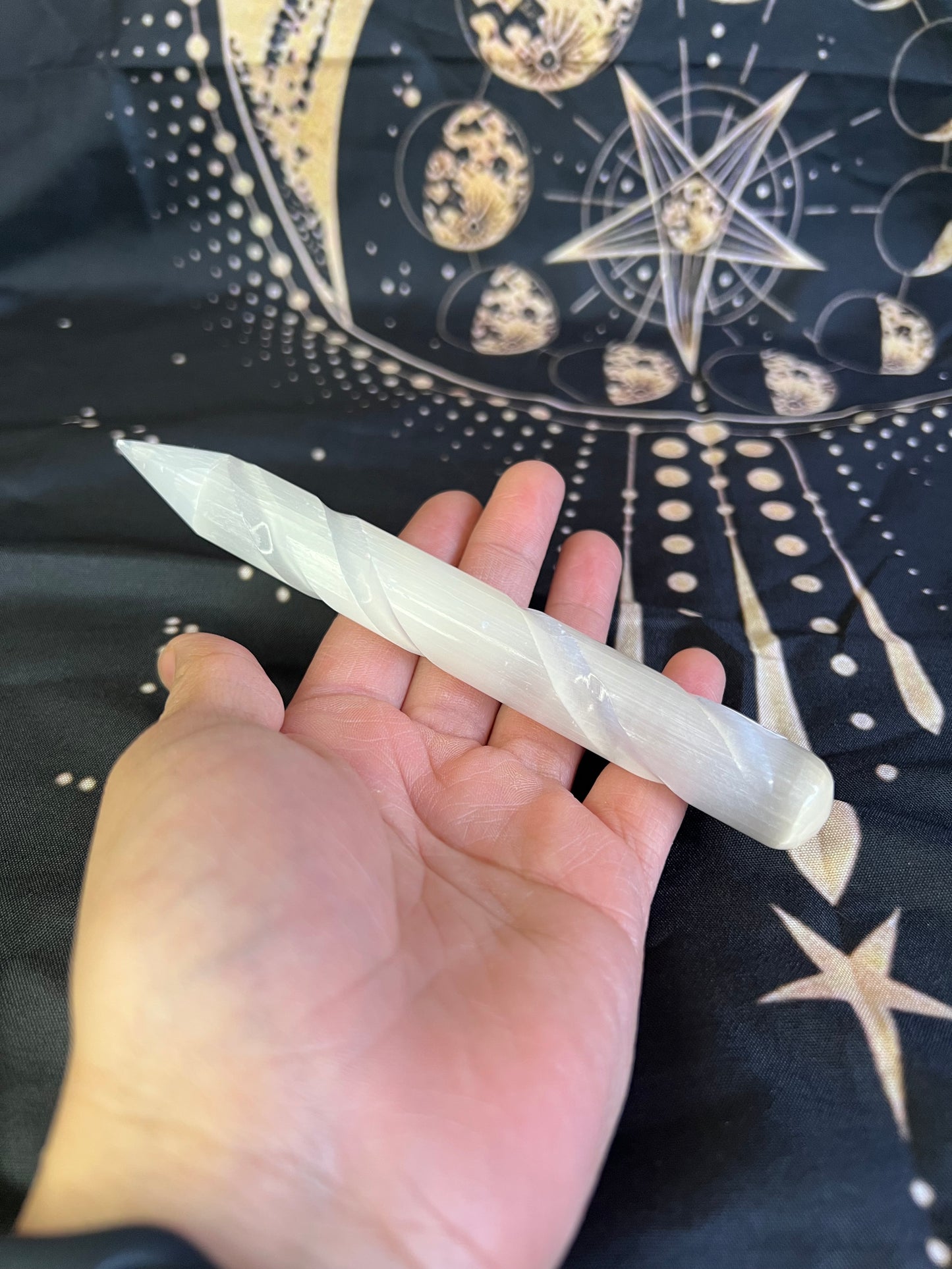 Selenite Twisted Wand