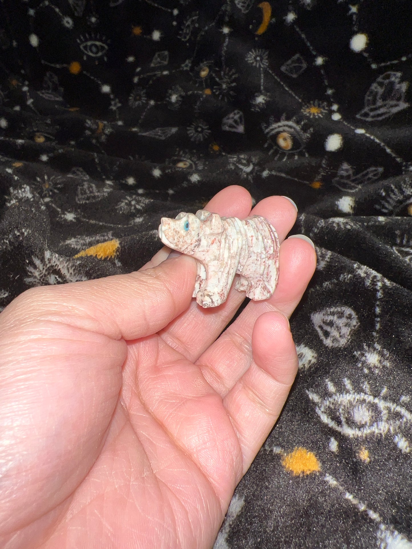 Flower Agate and Soapstone Bear bundle