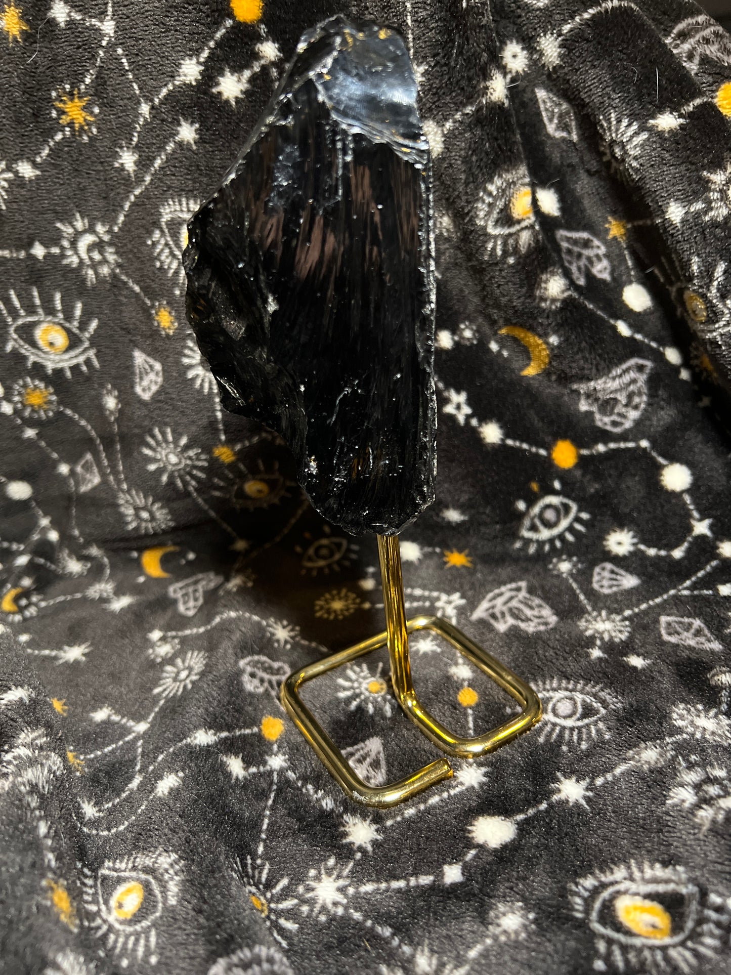 Polished Raw Obsidian stand